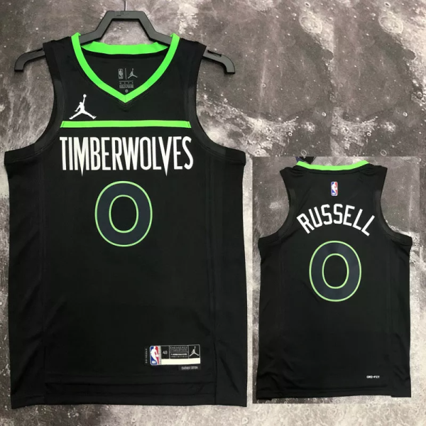 22-23 TIMBERWOLVES RUSSELL #0 Black Top Quality Hot Pressing NBA Jersey (Trapeze Edition)