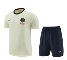 24-25 PSG Beige Training Short Suit (100%Cotton)纯棉