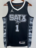22-23 SA Spurs WEMBANYAMA #1 Black Top Quality Hot Pressing NBA Jersey (Trapeze Edition) 飞人版