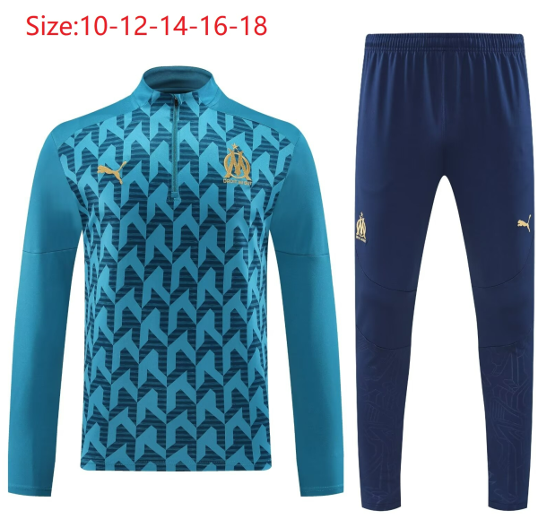 24-25 Marseille High Quality Kids Half Pull Tracksuit