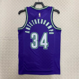 22-23 BUCKS ANTETOKOUNMPO #34 Purple Top Quality Hot Pressing NBA Jersey (Retro Logo)