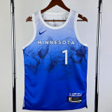 23-24 Timberwolves ANDERSON #1 Blue City Edition Top Quality Hot Pressing NBA Jersey