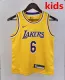 2023 LAKERS JAMES #6 Yellow Top Quality Hot Pressing Kids NBA Jersey