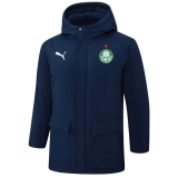 24-25 Palmeiras Royal Blue Hooded Windbreaker Fabric Cotton Coat