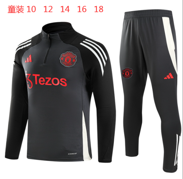 24-25 Man Utd High Quality Kids Half Pull Tracksuit