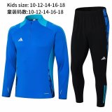 2024 AD Blue Kids Half Pull Tracksuit