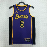 22-23 LAKERS JAMES #6 Purple Top Quality Hot Pressing NBA Jersey (Trapeze Edition)