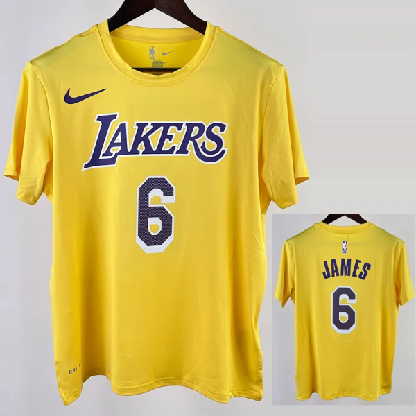2023 LAKERS JAMES #6 Yellow Quick drying T-shirt