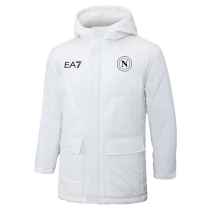 24-25 Napoli White Hooded Windbreaker Fabric Cotton Coat 24-25 Napoli White Hooded Windbreaker Fabric Cotton Coat