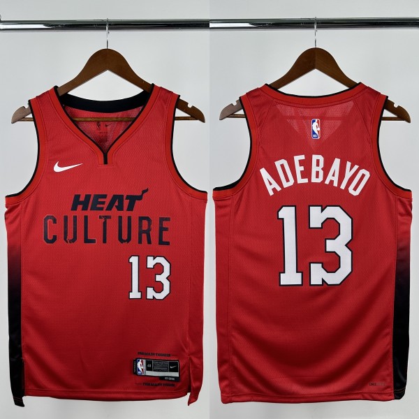 24-25 HEAT ADEBAYO #13 Red City Edition Top Quality Hot Pressing NBA Jersey (V领)