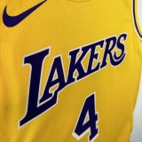 22-23 Lakers KNECHT #4 Yellow Top Quality Hot Pressing NBA Jersey(圆领)