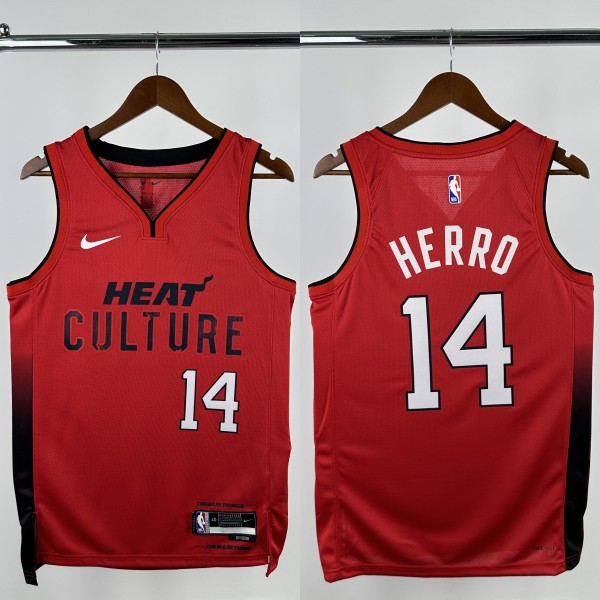 24-25 HEAT HERRO #14 Red City Edition Top Quality Hot Pressing NBA Jersey (V领)