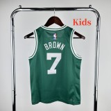 2023 CELTICS BROWN #7 White Top Quality Hot Pressing Kids NBA Jersey