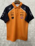 2025  F1 McLaren New Pattern Short Sleeve Racing Suit（有领，胸前橙，背后4号）