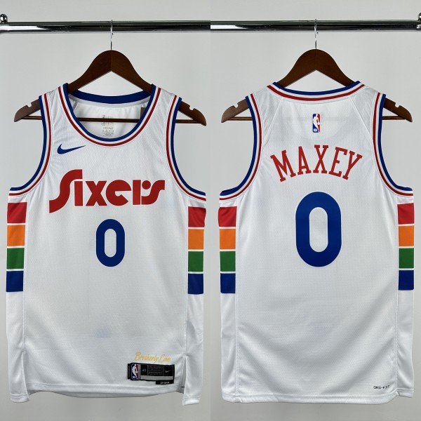 24-25 76ERS MAXEY #0 White City Edition Top Quality Hot Pressing NBA Jersey