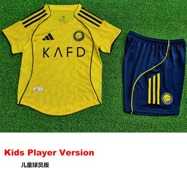 25-26 AL-Nassr Home Kids Player Version Soccer Jersey 1:1 Thai Quality (球员童装)