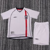 2002 England Home Kids Retro Soccer Jersey