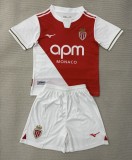 25-26 Monaco Home Kids Soccer Jersey