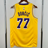 22-23 Lakers DONCIC #77 Yellow Top Quality Hot Pressing NBA Jersey(圆领)