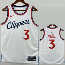 24-25 Clippers PAUL #3 White City Edition Top Quality Hot Pressing NBA Jersey 24-25 Clippers PAUL #3 White City Edition Top Quality Hot Pressing NBA Jersey