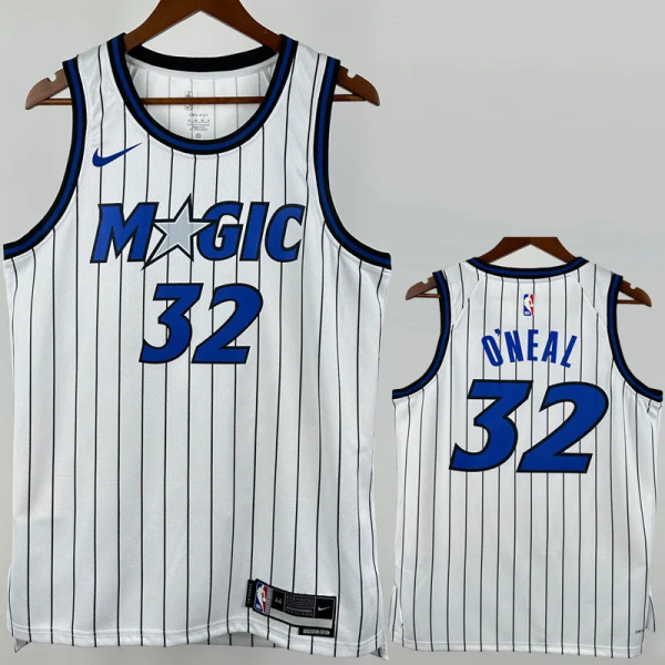 25-26 Magic O'NEAL #32 White Top Quality Hot Pressing NBA Jersey(条纹)
