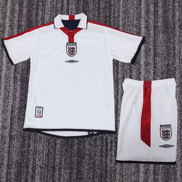 2004 England Home Kids Retro Soccer Jersey
