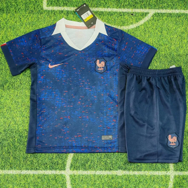 25-26 France Home Kids Soccer Jersey