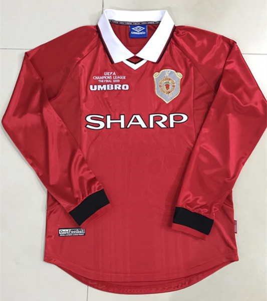 1999 Manchester United home Long sleeve Retro Jersey Thailand Quality