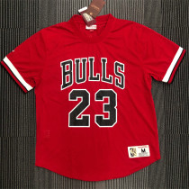 Chicago Bulls NBA Mitchellness 公牛队 红色 23号 乔丹 艾佛森 复古网眼短袖