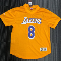 Los Angeles Lakers Mitchellness 湖人队 黄色 8号 科比 复古网眼短袖