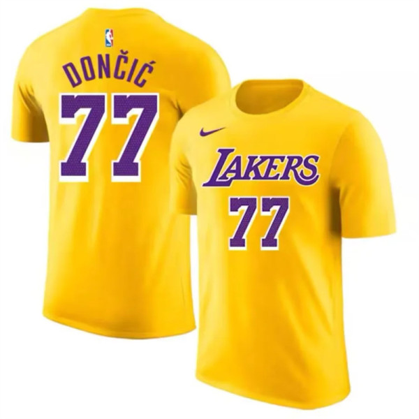 25 Los Angeles Lakers Cotton T-shirt ：DONCIC 77#