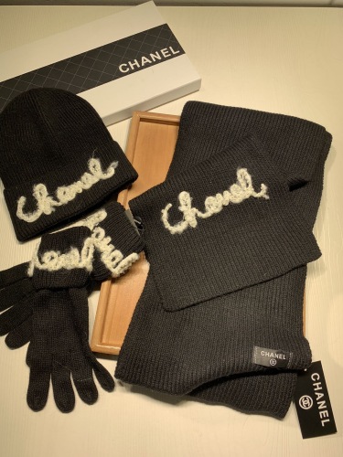 Arrenfashion Women Men Hat+Gloves+The scarf C*hanel