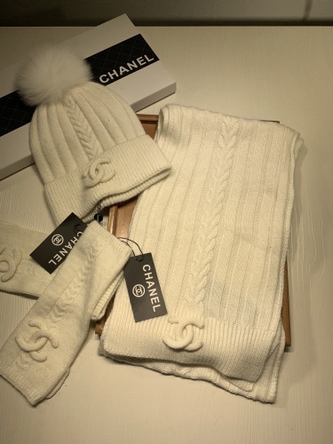 Arrenfashion Women Men Hat+Gloves+The scarf C*hanel