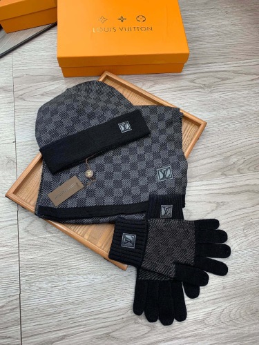 Arrenfashion Women Men Hat+Gloves+The scarf L*V