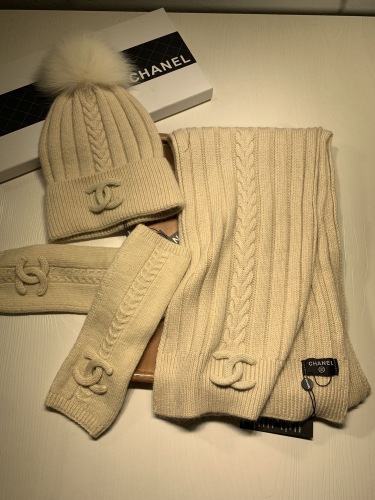 Arrenfashion Women Men Hat+Gloves+The scarf C*hanel