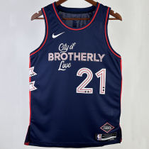 2023/24 76ers EMBIID #21 Sapphire Blue City Edition NBA Jerseys 热压