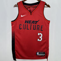 2025 Miami Heat WADE #3 Red City Edition NBA Jerseys 热压