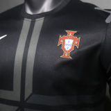 2013 Portugal Away Black Retro Player Version Soccer Jersey