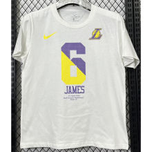 2025 Lakers JAMES #6 White High Quality Casual T-Shirt T190