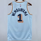 2025 Spurs WEMBANYAMA  #1 Light Blue City Edition NBA Jerseys
