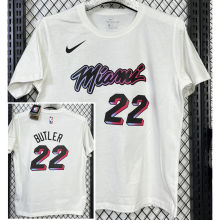 2025 Miami HEAT BUTLER #22 White High Quality Casual T-Shirt  T149