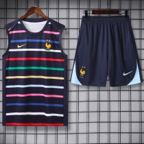 2024 France Black Training Shorts Suit