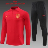 2023/24 China PR Red Kids Half Pull Tracksuit