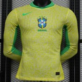 2024 Brazil Home Yellow Player Long Sleeve Soccer jersey