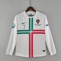 2012/13 Portugal Away White Retro Long Sleeve Soccer jersey