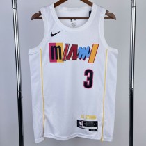 2023 HEAT WADE #3 White NBA Jerseys