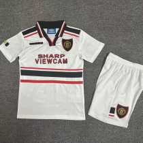 1998/99 Man Utd Away White Retro Kids Soccer jersey