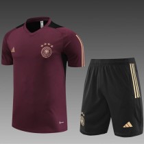 2023/24 Germany Maroon short sleeve Training Shorts Suit