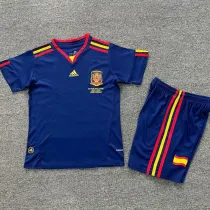 2010 Spain Away Dark Blue Retro Kids Soccer jersey