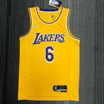 2022/23 LAKERS JAMES #6 Yellow NBA Jerseys
